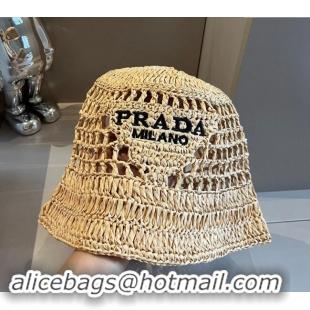 Market Sells Prada Crochet Straw Bucket Hat 0403 Beige 2024