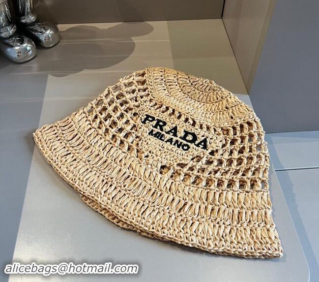 Market Sells Prada Crochet Straw Bucket Hat 0403 Beige 2024