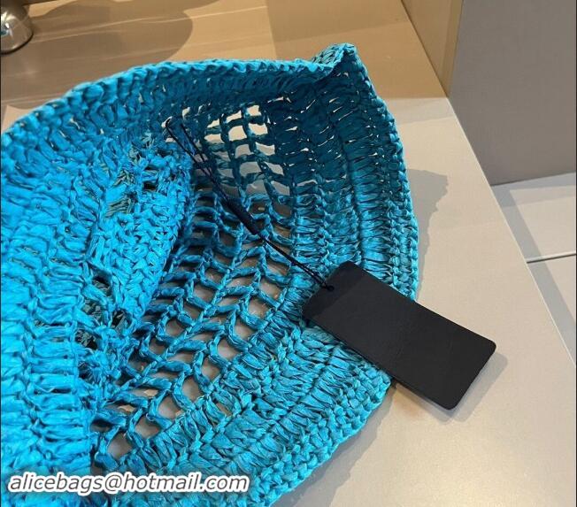 Buy New Cheap Prada Crochet Straw Bucket Hat 0403 Blue 2024