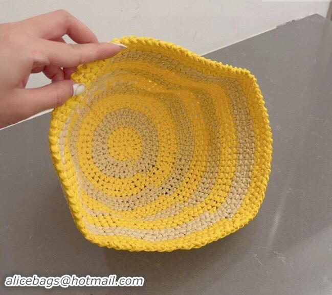 Good Quality Prada Crochet Straw Bucket Hat 0404 Yellow 2024