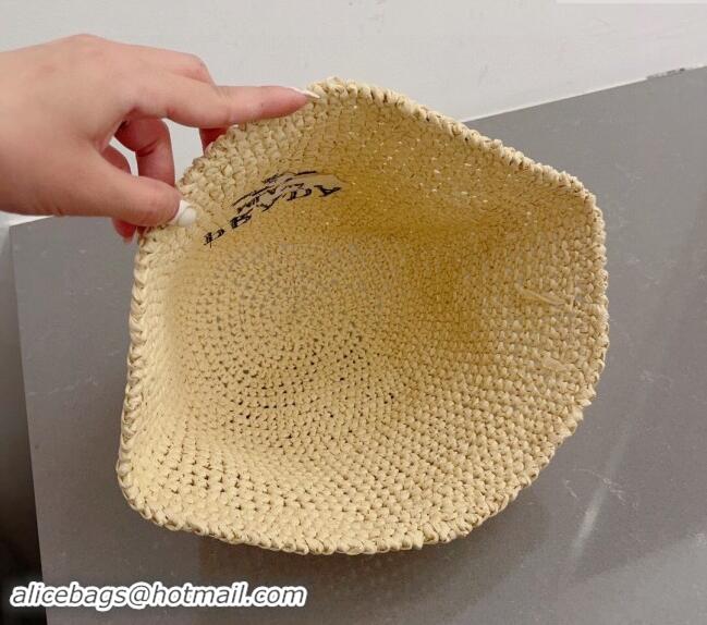 Fashion Luxury Prada Crochet Straw Bucket Hat 0404 Beige 2024