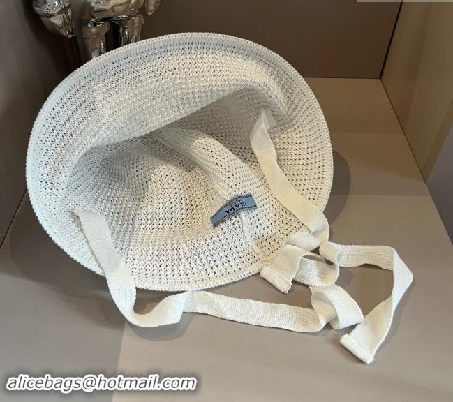 Luxury Classic Prada Knit Bucket Hat 0514 White 2024