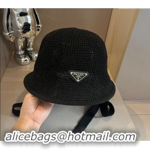 Buy Cheapest Prada Knit Bucket Hat 0514 Black 2024