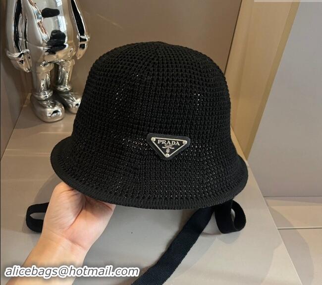 Buy Cheapest Prada Knit Bucket Hat 0514 Black 2024