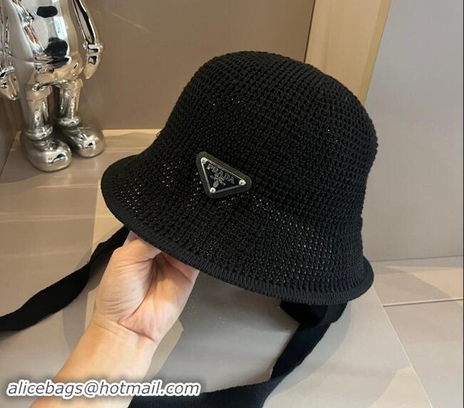 Buy Cheapest Prada Knit Bucket Hat 0514 Black 2024