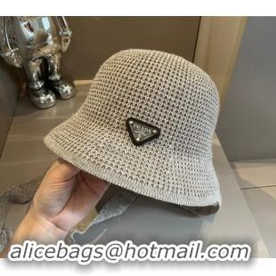 Top Design Prada Knit Bucket Hat 0514 Grey 2024