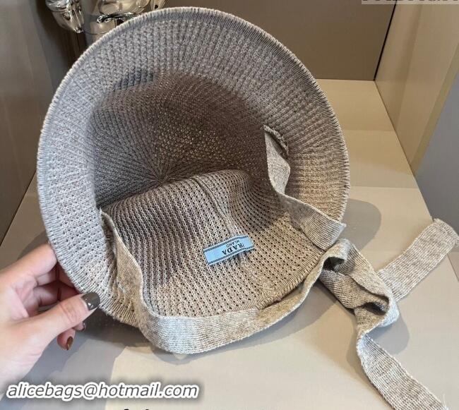 Top Design Prada Knit Bucket Hat 0514 Grey 2024