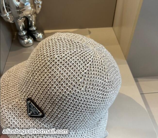 Top Design Prada Knit Bucket Hat 0514 Grey 2024