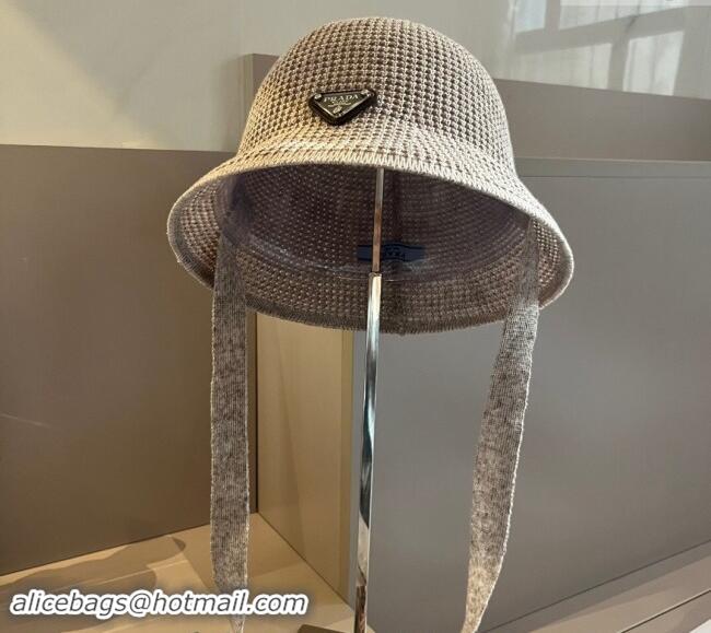 Top Design Prada Knit Bucket Hat 0514 Grey 2024