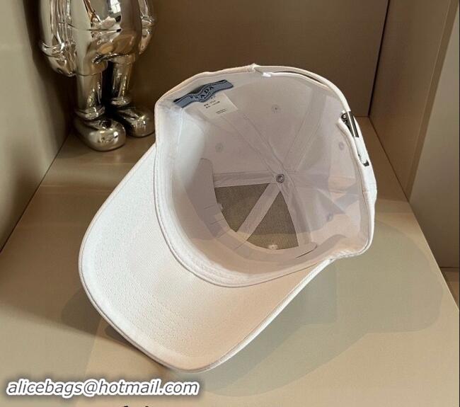 Good Quality Prada Canvas Baseball Hat 0514 White 2024