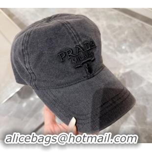 Buy Discount Prada Canvas Baseball Hat 073001 Black 2024