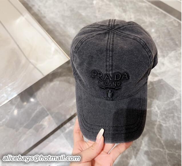 Buy Discount Prada Canvas Baseball Hat 073001 Black 2024