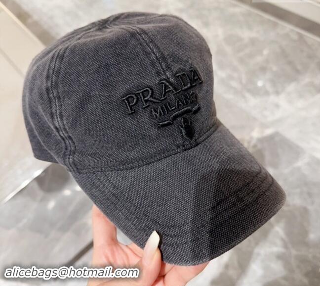 Buy Discount Prada Canvas Baseball Hat 073001 Black 2024