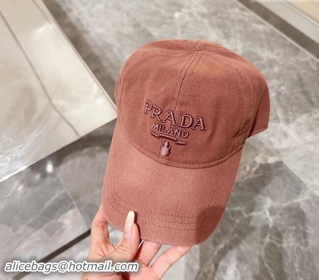 Luxury Classic Prada Canvas Baseball Hat 073001 Brown 2024