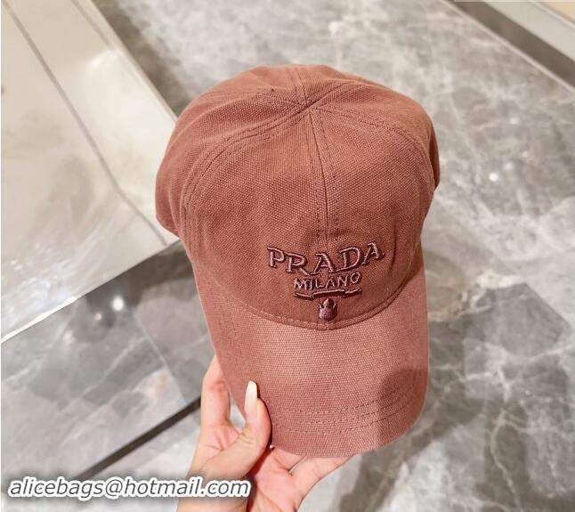 Luxury Classic Prada Canvas Baseball Hat 073001 Brown 2024