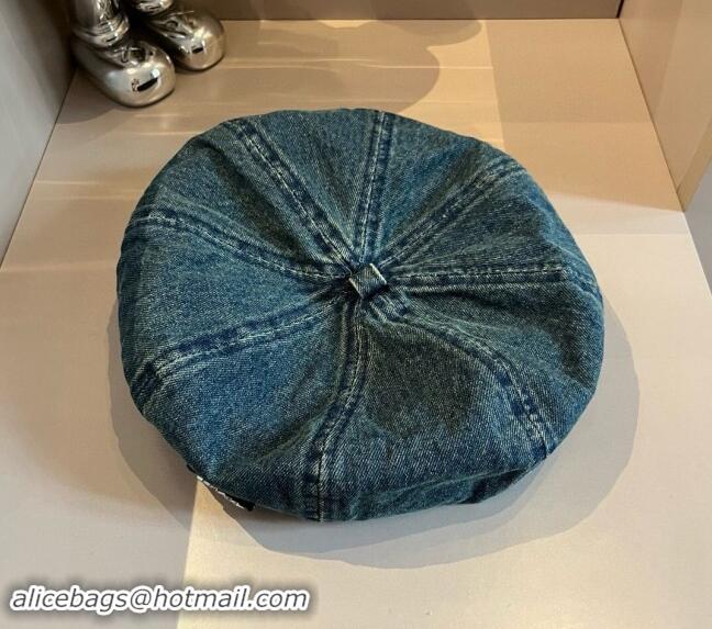 New Fashion Prada Blue Denim Beret Hat 0822 2024