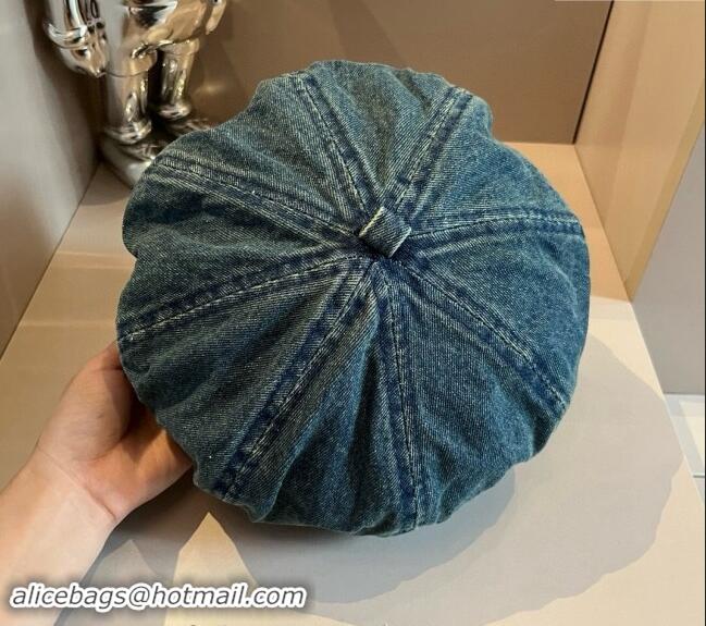 New Fashion Prada Blue Denim Beret Hat 0822 2024