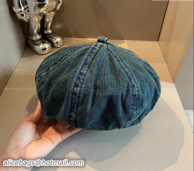 New Fashion Prada Blue Denim Beret Hat 0822 2024