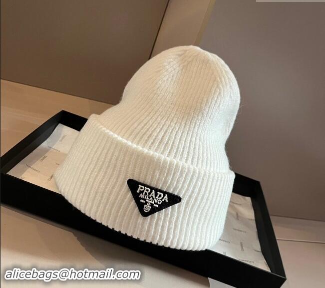 Reasonable Price Prada Knit Hat 1019007 White 2024