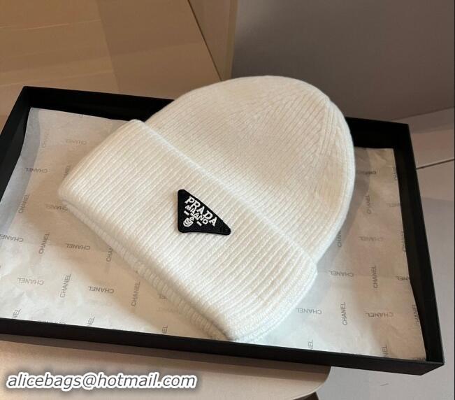 Reasonable Price Prada Knit Hat 1019007 White 2024