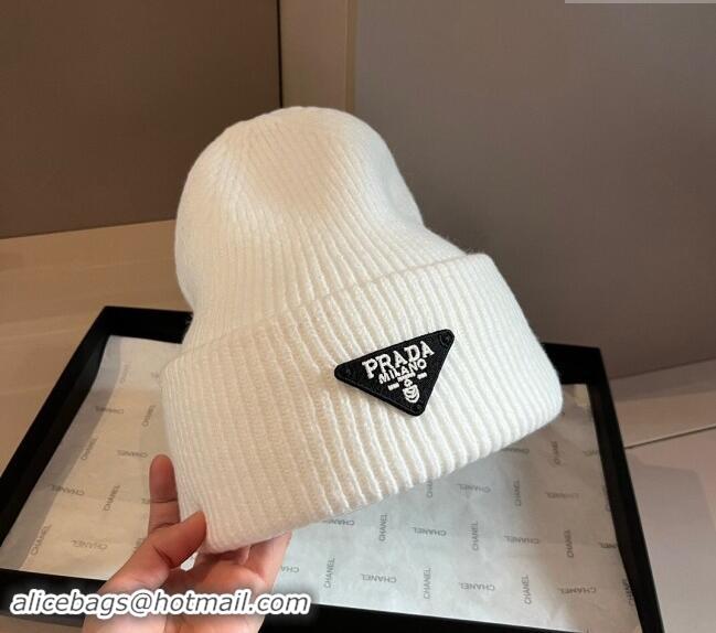 Reasonable Price Prada Knit Hat 1019007 White 2024