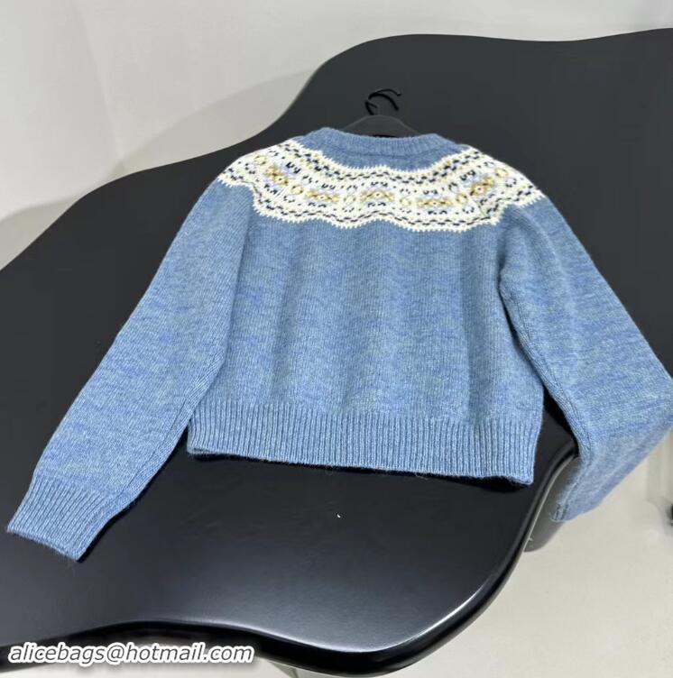 Discount Celine Cardigan In Triomphe Fair Isle Wool CE8945 Blue