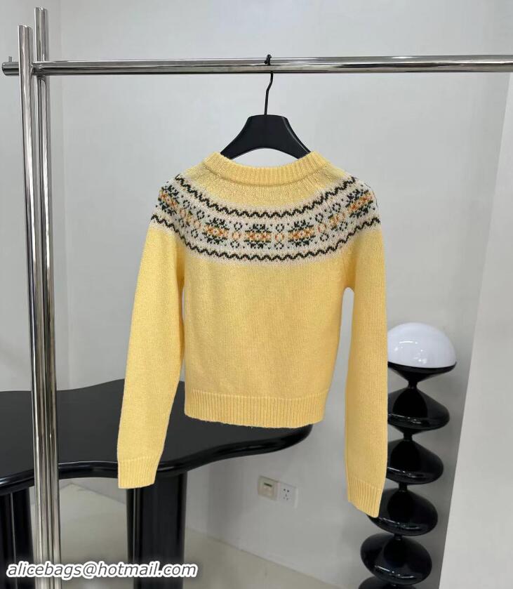 ​Well Crafted Celine Crew Neck Sweater In Triomphe Fair Isle Wool CE8946 Yellow