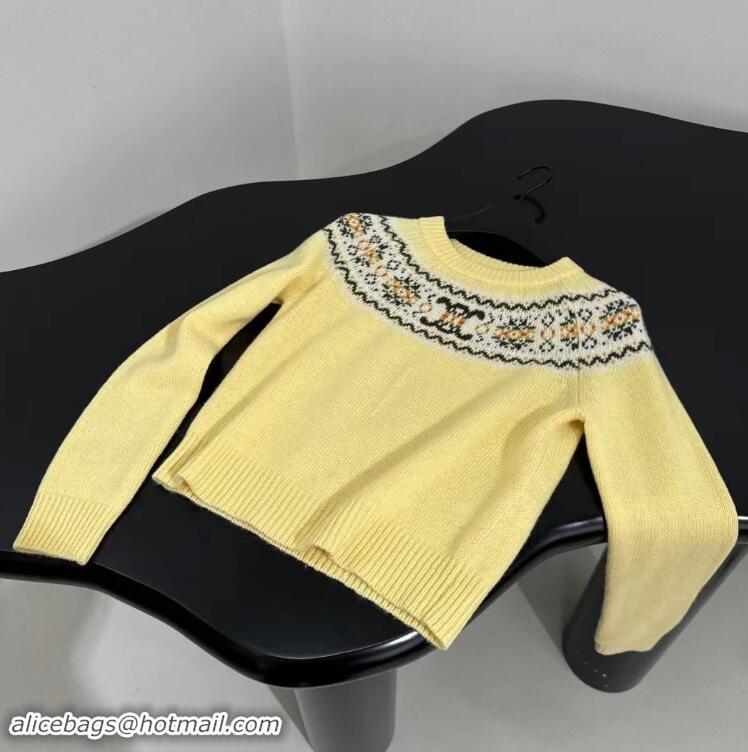 ​Well Crafted Celine Crew Neck Sweater In Triomphe Fair Isle Wool CE8946 Yellow