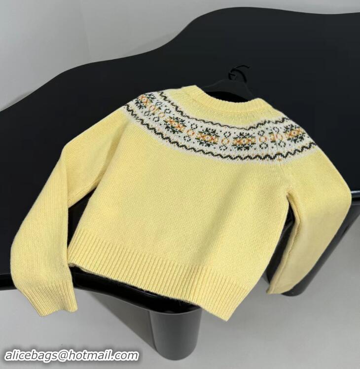 ​Well Crafted Celine Crew Neck Sweater In Triomphe Fair Isle Wool CE8946 Yellow