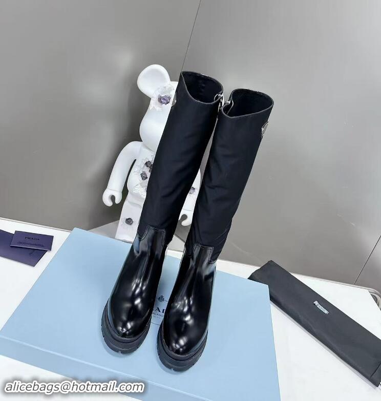 Top Grade Prada Leather And Re-nylon Boots PA8795 Black