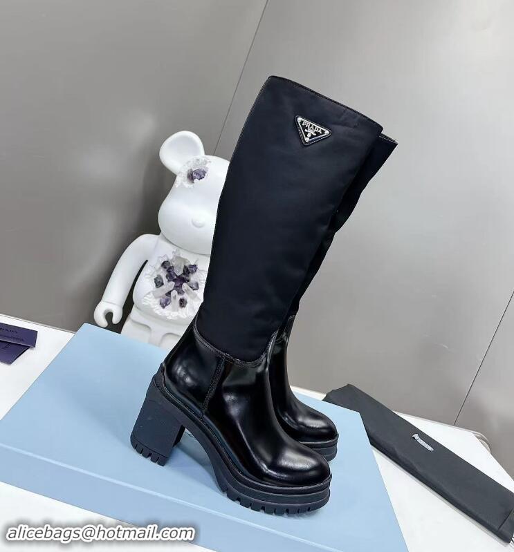 Top Grade Prada Leather And Re-nylon Boots PA8795 Black