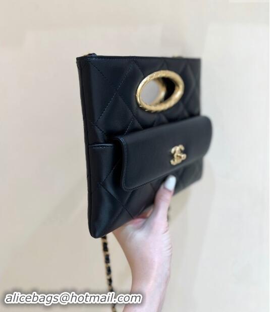 Best Price Chanel Lambskin Clutch with Chain Bag AS5038 Black 2024 Top Quality