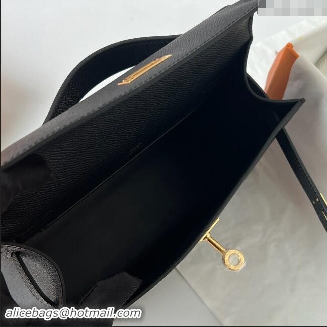 Well Crafted Hermes Mini Kelly Pochette Bag 22cm in Epsom Leather H022 Black/Gold 2024 (Full Handmade)