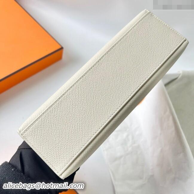 Shop Grade Hermes Mini Kelly Pochette Bag 22cm in Epsom Leather H022 CK10 Milk Shake White/Gold 2024 (Full Handmade)