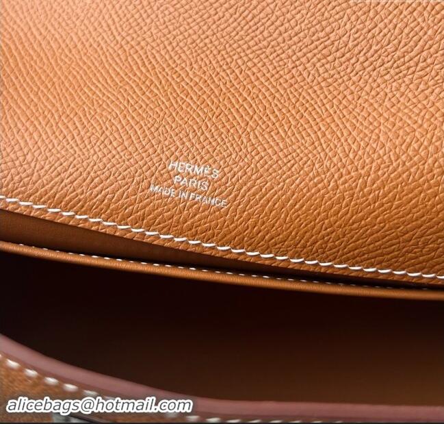 Inexpensive Hermes Mini Kelly Pochette Bag 22cm in Epsom Leather H022 Brown/Silver 2024 (Full Handmade)