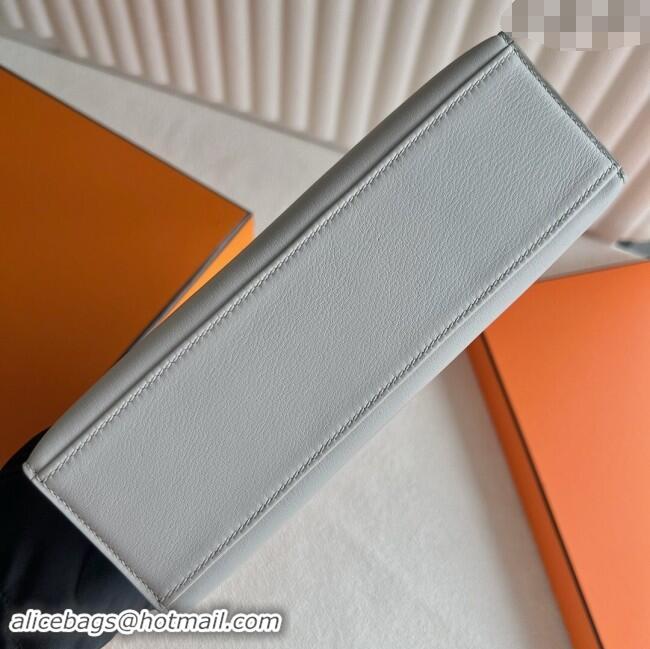 Stylish Discount Hermes Mini Kelly Pochette Bag 22cm in Swift Leather H022 CK80 Pearl Gray/Gold 2024 (Full Handmade)