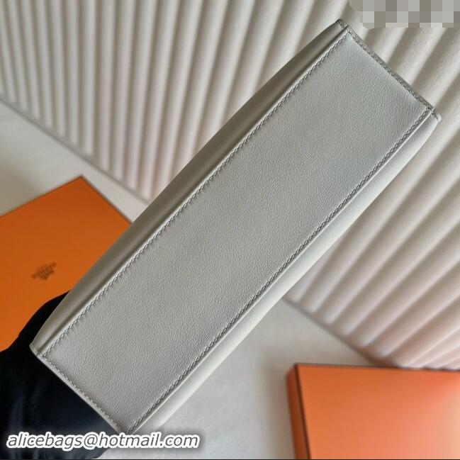 New Release Creation Hermes Mini Kelly Pochette Bag 22cm in Swift Leather H022 CK10 Milk Shake White/Silver 2024 (Full H