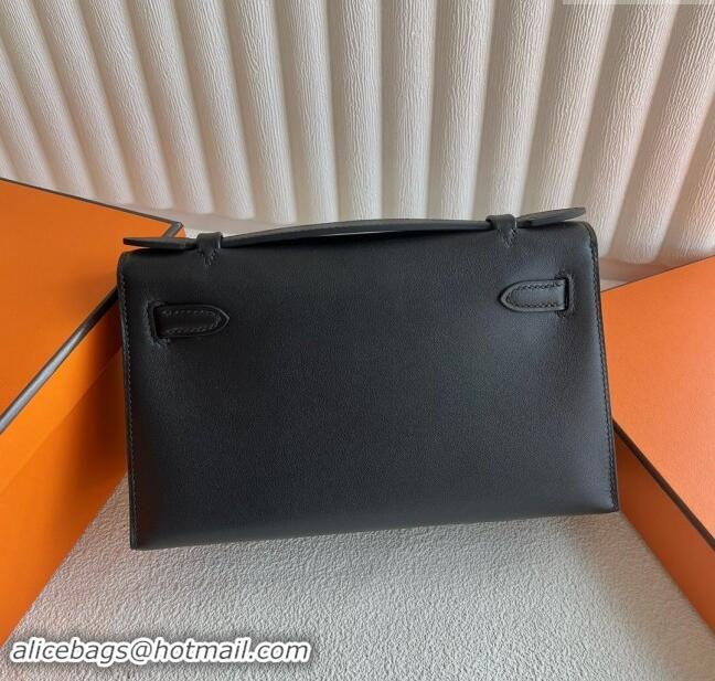 Affordable Price Hermes Mini Kelly Pochette Bag 22cm in Swift Leather H022 Black/Gold 2024 (Full Handmade)