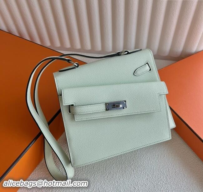 Pretty Style Hermes Limited Edition Kelly en Desordre Mini 20 Bag in Epsom Leather K20 CK10 OS Bubble Green/Silver 2024 