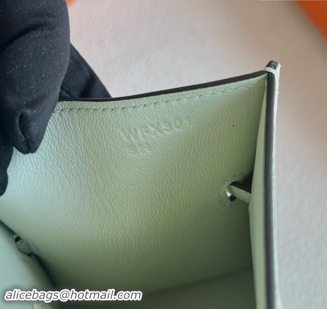 Pretty Style Hermes Limited Edition Kelly en Desordre Mini 20 Bag in Epsom Leather K20 CK10 OS Bubble Green/Silver 2024 