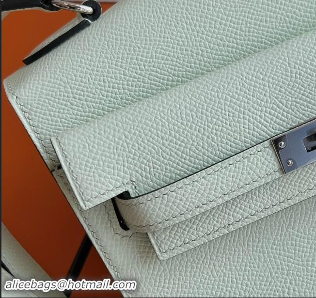 Pretty Style Hermes Limited Edition Kelly en Desordre Mini 20 Bag in Epsom Leather K20 CK10 OS Bubble Green/Silver 2024 