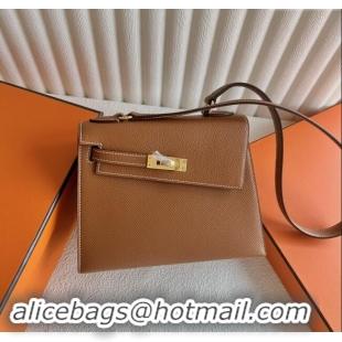 Market Sells Hermes Limited Edition Kelly en Desordre Mini 20 Bag in Epsom Leather K20 Brown/Gold 2024 (Half Handmade)