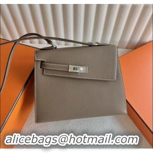 Best Price Hermes Limited Edition Kelly en Desordre Mini 20 Bag in Epsom Leather K20 Etoupe/Silver 2024 (Half Handmade)