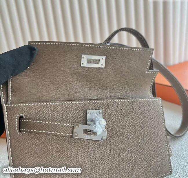 Best Price Hermes Limited Edition Kelly en Desordre Mini 20 Bag in Epsom Leather K20 Etoupe/Silver 2024 (Half Handmade)