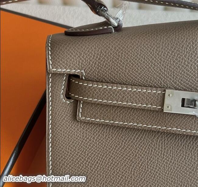 Best Price Hermes Limited Edition Kelly en Desordre Mini 20 Bag in Epsom Leather K20 Etoupe/Silver 2024 (Half Handmade)