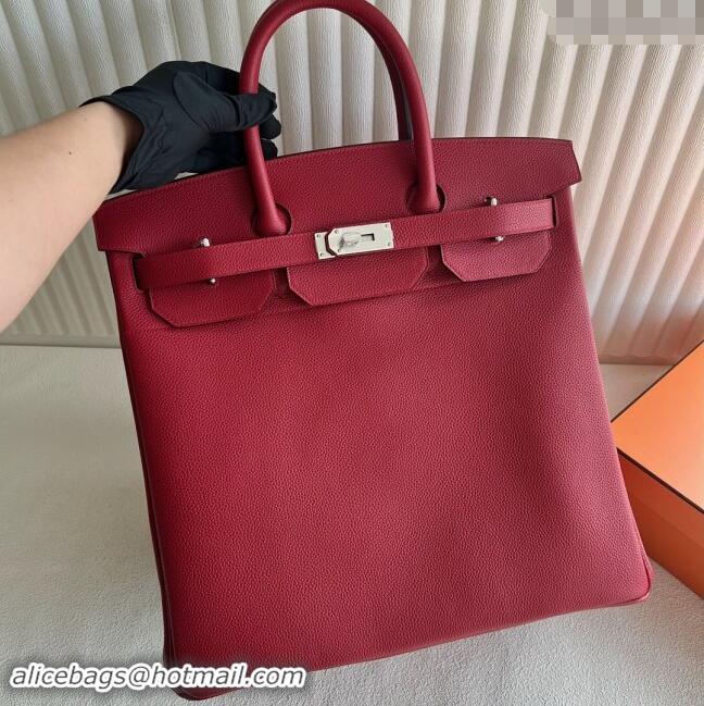 Promotional Hermes Hac Birkin 40 Bag in Togo Leather Q5 National Flag H40 Red/Silver 2024 (Half Handmade)