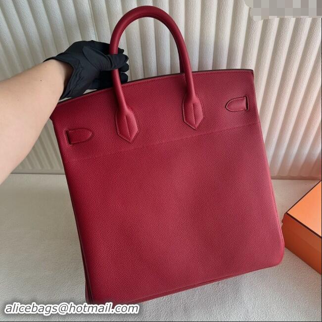 Promotional Hermes Hac Birkin 40 Bag in Togo Leather Q5 National Flag H40 Red/Silver 2024 (Half Handmade)