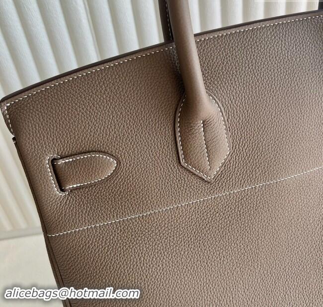 Reasonable Price Hermes Hac Birkin 40 Bag in Togo Leather H40 Etoupe/Gold 2024 (Half Handmade)