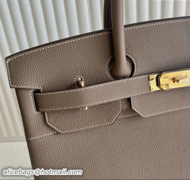 Reasonable Price Hermes Hac Birkin 40 Bag in Togo Leather H40 Etoupe/Gold 2024 (Half Handmade)