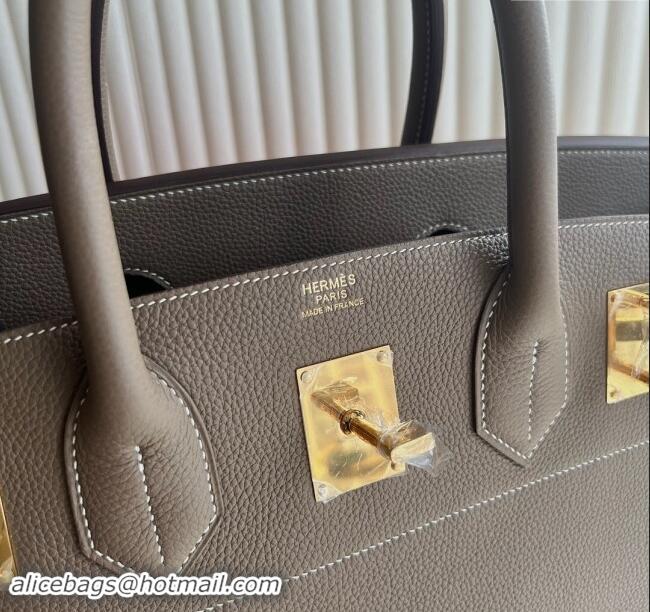 Reasonable Price Hermes Hac Birkin 40 Bag in Togo Leather H40 Etoupe/Gold 2024 (Half Handmade)